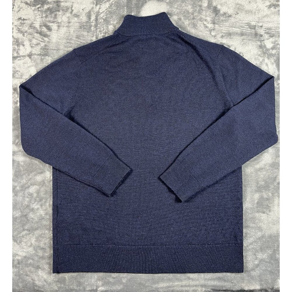 UNTUCKit Sweater Men's M Navy Blue Knit Extra Fine Merino Wool 1/4 Zip - Picture 2 of 5